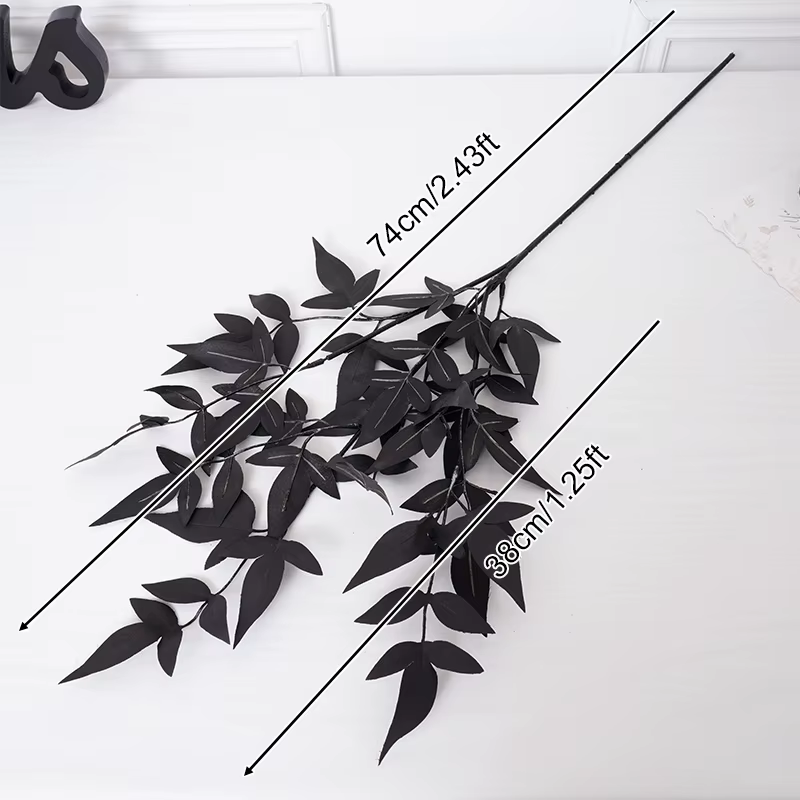 Feuilles de plantes artificielles noires en soie, branche Tiannan, bambou Dahlia, matériel Floral de