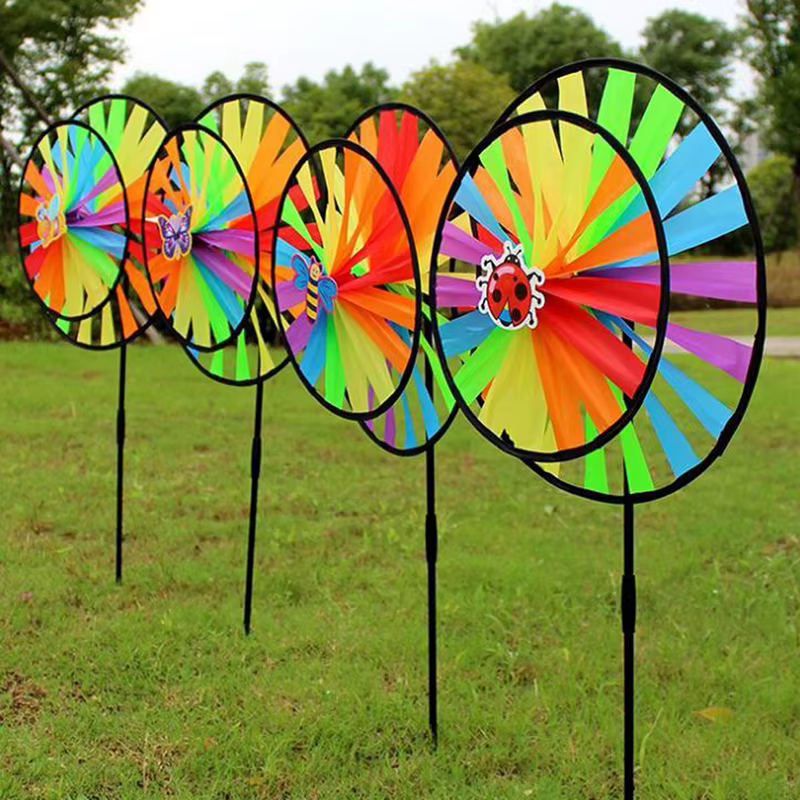 Moulin à Vent à Double Couche Coloré, Jouets pour Enfants, Décor de Jardin