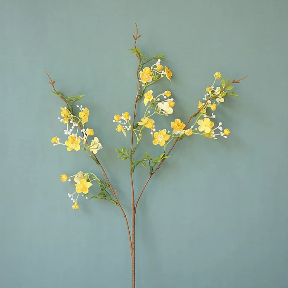 Décoration de chambre Indie : Fleur artificielle de 64 cm, petite fleur unique en soie avec feuille,