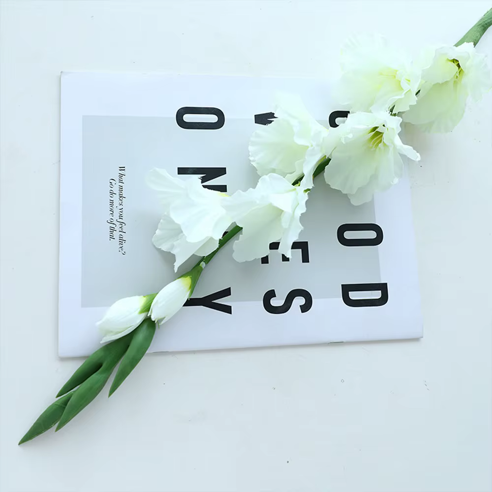 Branche de gladiolus artificielle de 84 cm, toucher réaliste, simulation florale, fleur de gladiolus