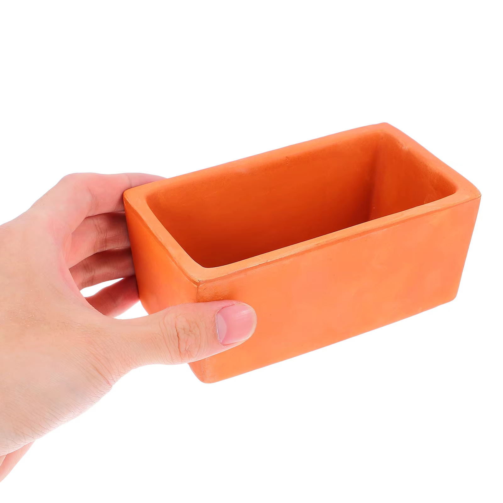 Pot de fleur rectangulaire en terre cuite, jardinière en argile de 12cm avec trou de Drainage, récip
