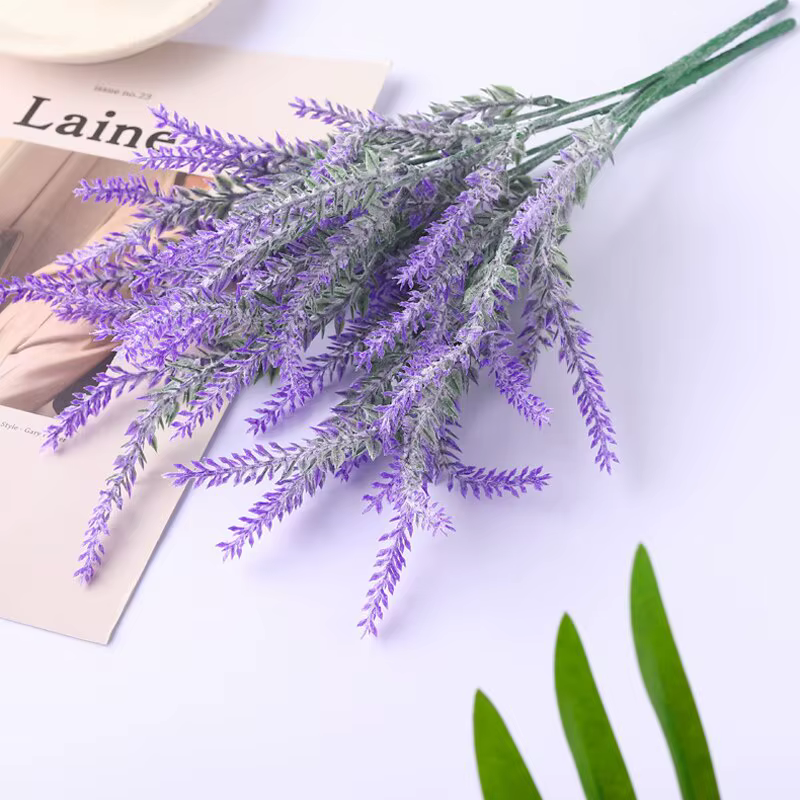 Fleurs artificielles flocées, paquet de lavande résistant, fausses plantes, Bouquet de brides de mar