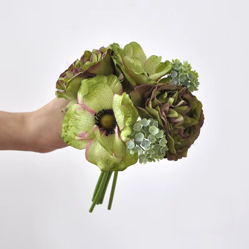 Bouquet d'anémone en soie bleue, 2 pièces, fleurs de Simulation, fausse fleur décorative pour la mai