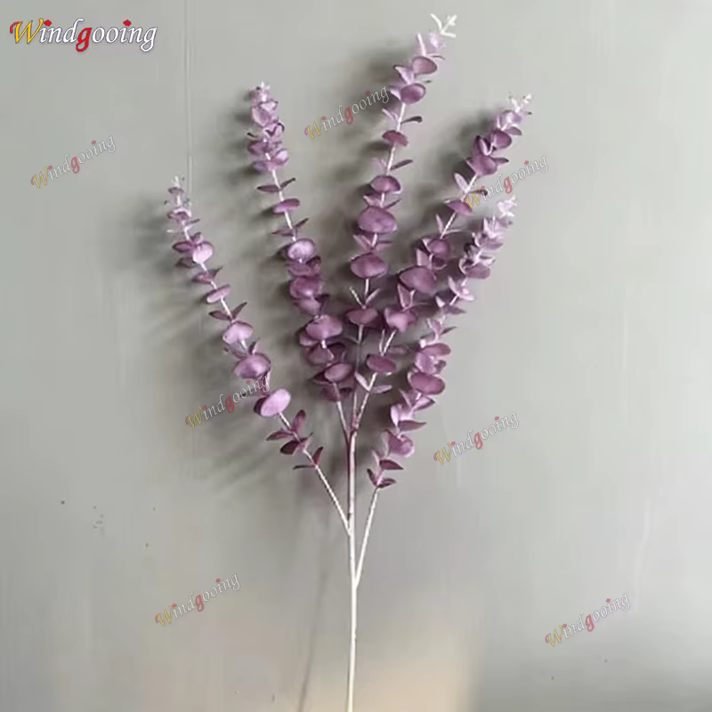 Série Violette : Fleurs artificielles de roses, herbes de la brume et feuilles pour arrangements flo