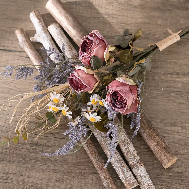 Bouquet de roses séchées de style français rétro, fausses fleurs, pour un mariage, pour décorer la m