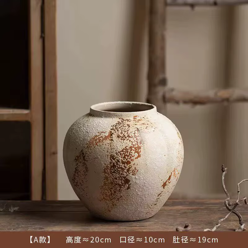Vase en céramique hydroponique de style Wabi-Sabi, motif moucheté rétro, nouvelle poterie chinoise,