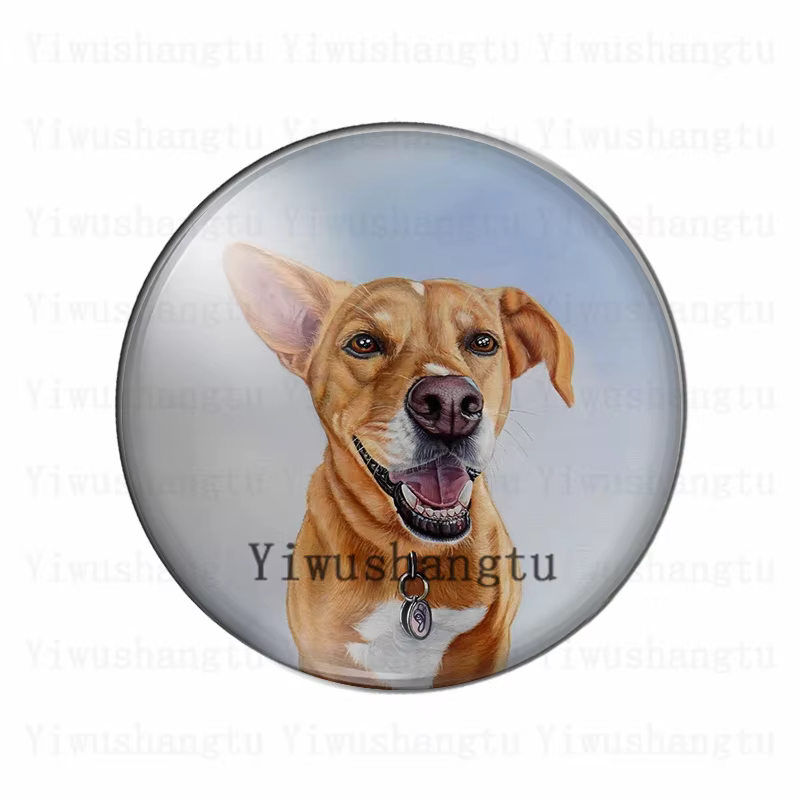 Cabochon animal tête de chien mignon 12mm/20mm/25mm/30mm photo ronde cabochon en verre démo dos plat