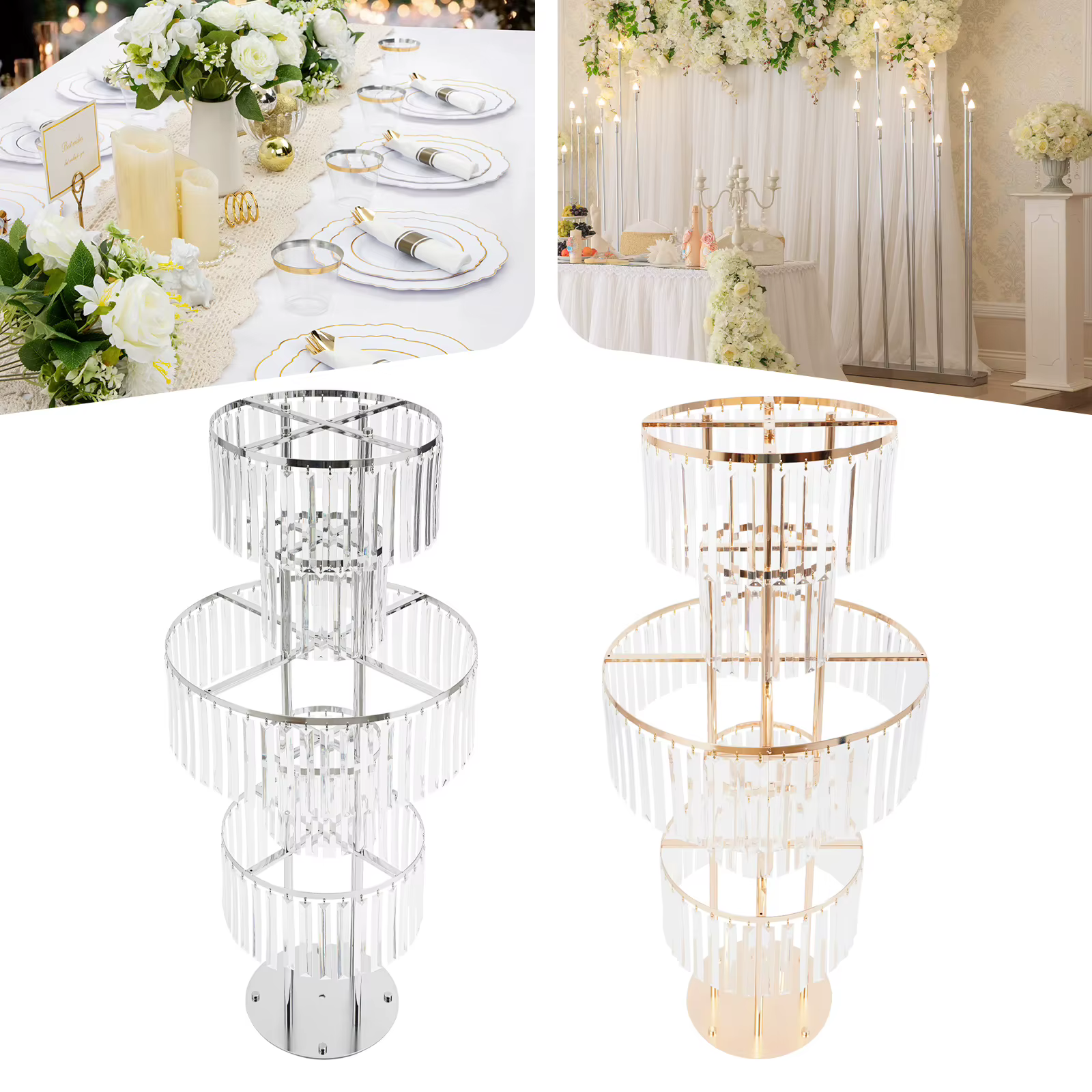 5 niveaux or/argent centres de table de mariage support de fleur Vase pièce maîtresse support de fle