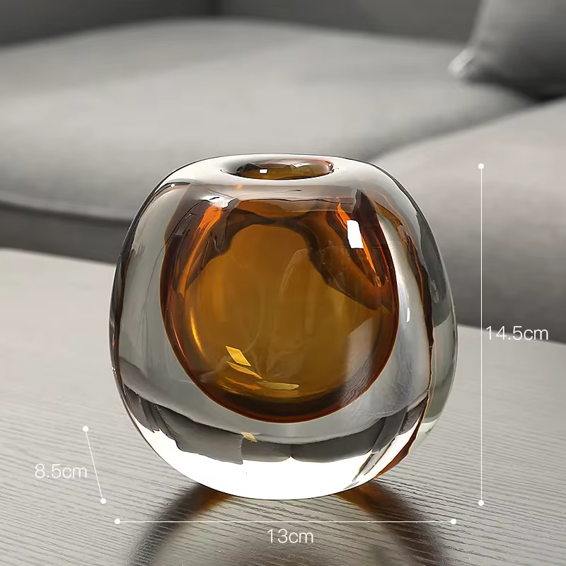 Jarrón moderne Type circulaire Vase à fleurs vitrail spheroïdal Pot de fleur de luxe accessoires pou