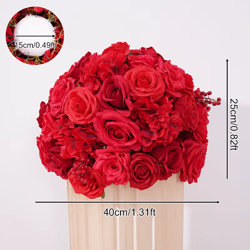 Boule de fleur de baies de Rose rouge, pour centre de Table, fournitures d'arrangement de Banquet de