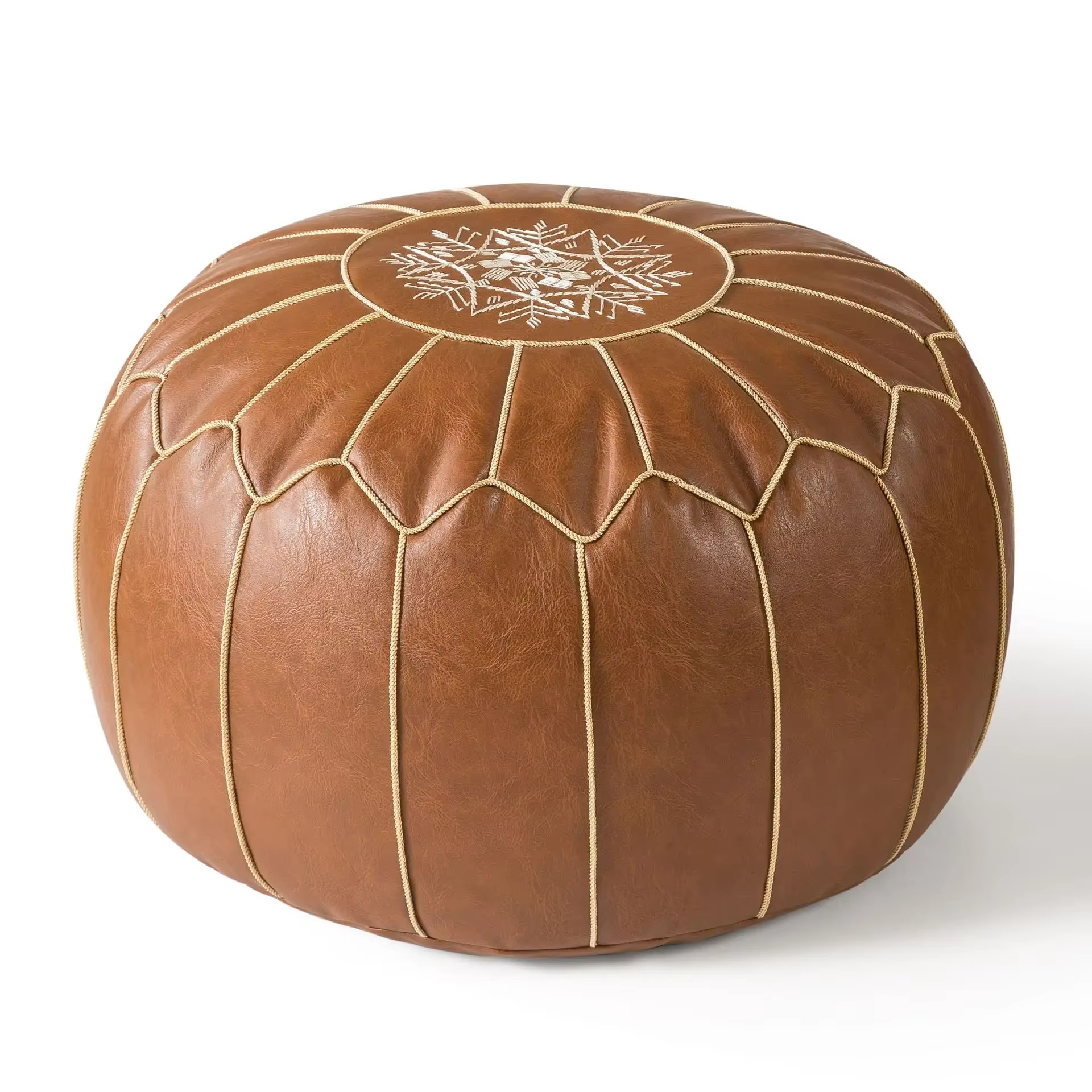Coussin rond doux en cuir PU, oreiller décoratif marocain, pouf sans noyau, décoration d'intérieur m