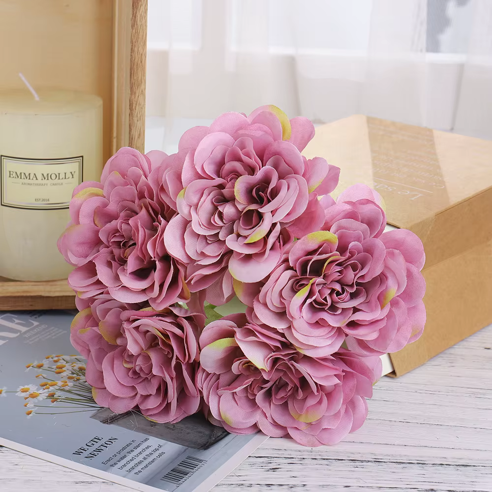 Dahlia pivoine fleurs artificielles Bouquet de soie mariage maison bricolage Arrangement salon décor