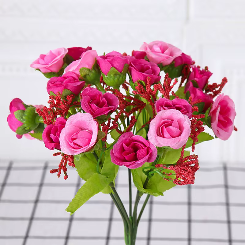 Bouquet de roses simulées, décoration de maison, petite Rose camélia, décoration de mariage, fleurs 