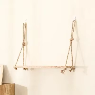 Étagères flottantes en bois à 1/2/3 niveaux, 1 pièce, pour plantes murales, fleurs, corde suspendue,