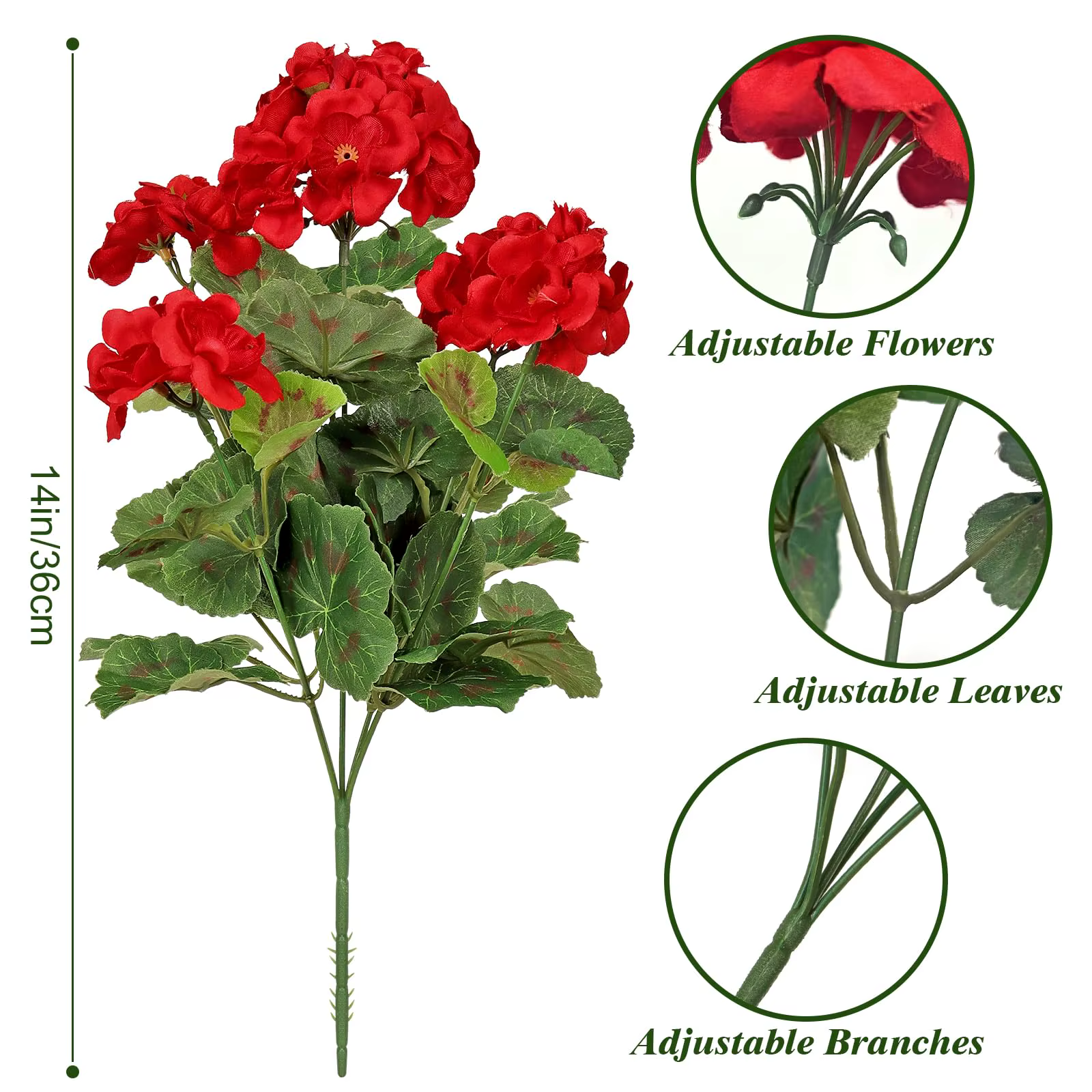 Fleurs artificielles en soie de géranium, 1 pièce, fausses fleurs d'extérieur pour mariage, décorati