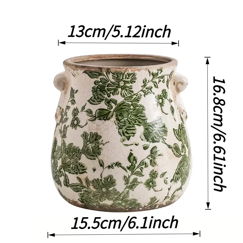 Pot de fleur en céramique Vintage, Pots de jardin d'extérieur pour plantes, trous de Drainage, Pot d