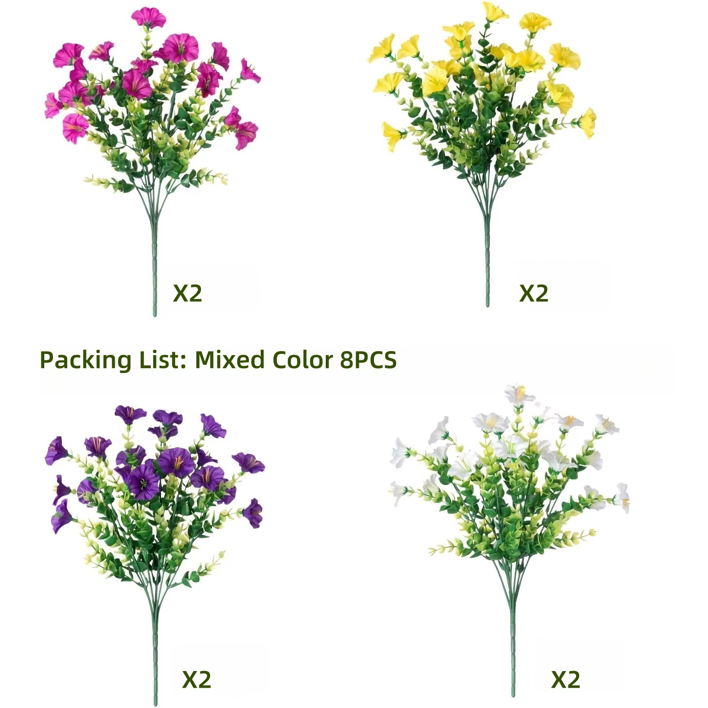 8 pièces de fleurs artificielles avec protection UV - adaptées aux décorations intérieures et extéri