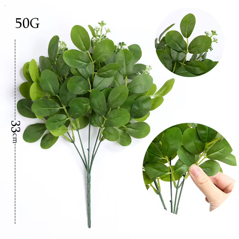 Lot de 6 plantes artificielles en plastique, bouquet d'eucalyptus, décoration pour centre commercial