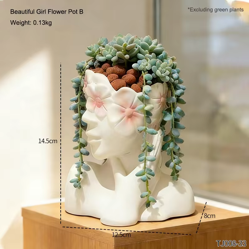 Pot de fleurs en résine en forme de jeune fille, décoration de jardin et de cour, artisanat, cadeau