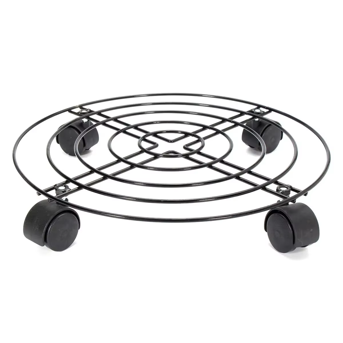 Plateau de Pot de plante de fleur rond en métal noir, 4 tailles, 4 roues, jardinière lourde, Pot de