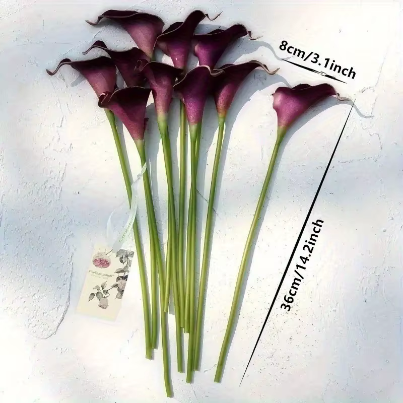 Bouquet de lys Calla artificiel – Fausses fleurs violettes réalistes pour mariages, fêtes et décorat