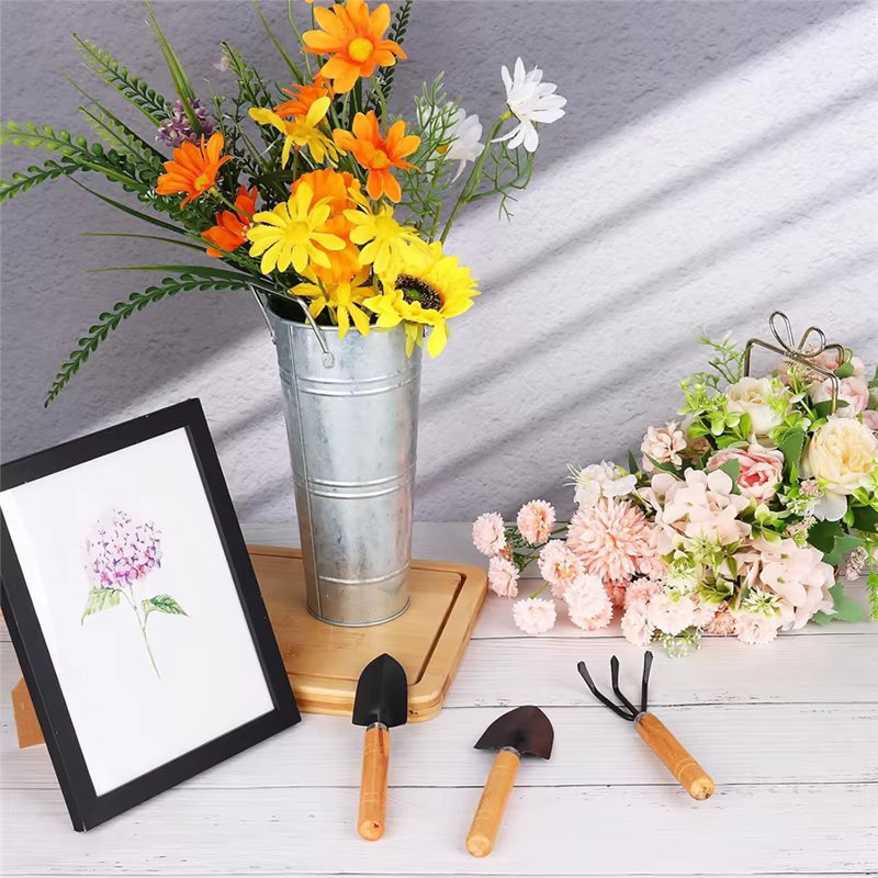 Barre de fleurs en seau galvanisé SOFT-6 pièces, seau de fleurs de 10 pouces avec poignées, fournitu