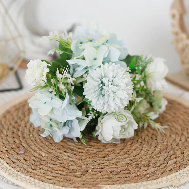Bouquet hybride de pivoine de fleurs artificielles, Faux hortensia, Bouquet de mariée à main, décora