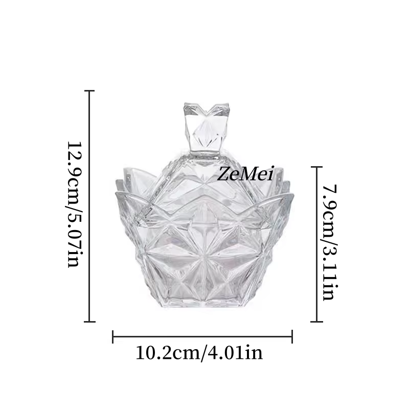 Pot à bonbons en verre de style européen en forme de diamant, pot à bijoux transparent en verre avec