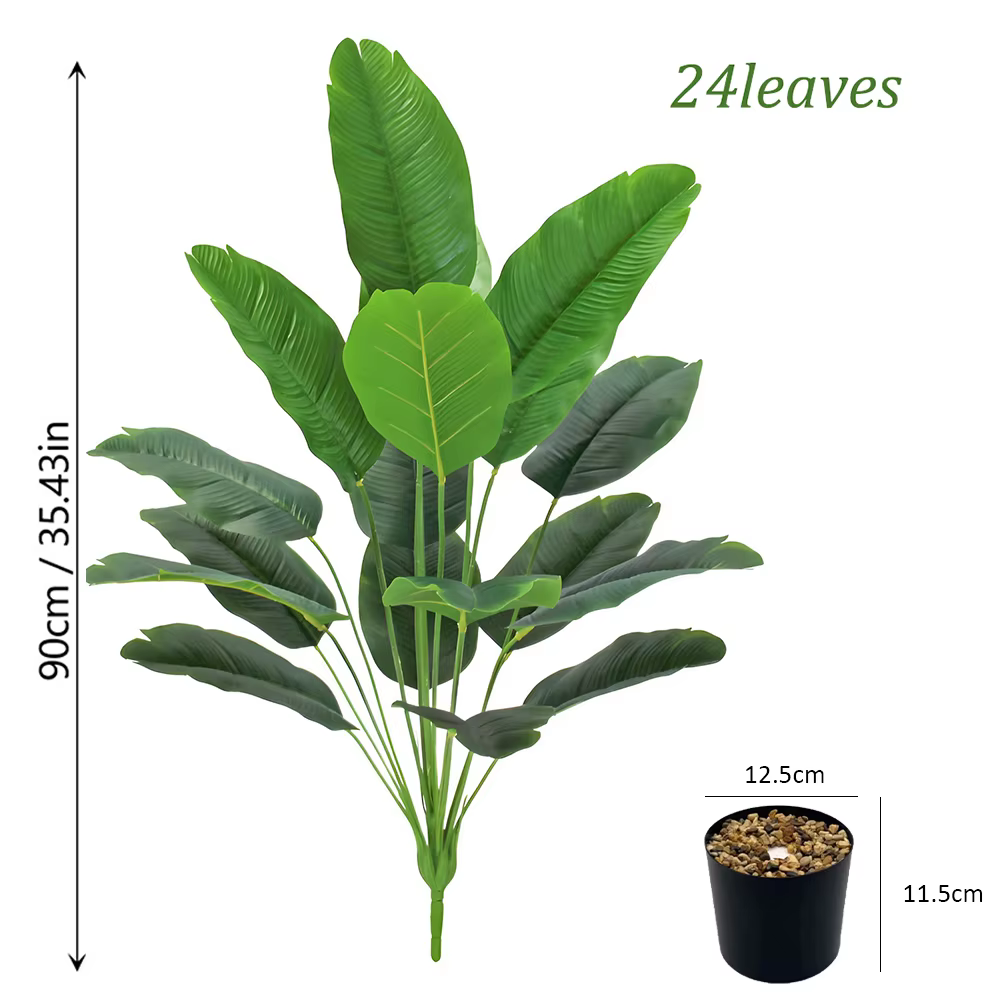 24 feuilles Areca palmier plantes artificielles arbres en Pot plastique vert fausse plante arbre bon