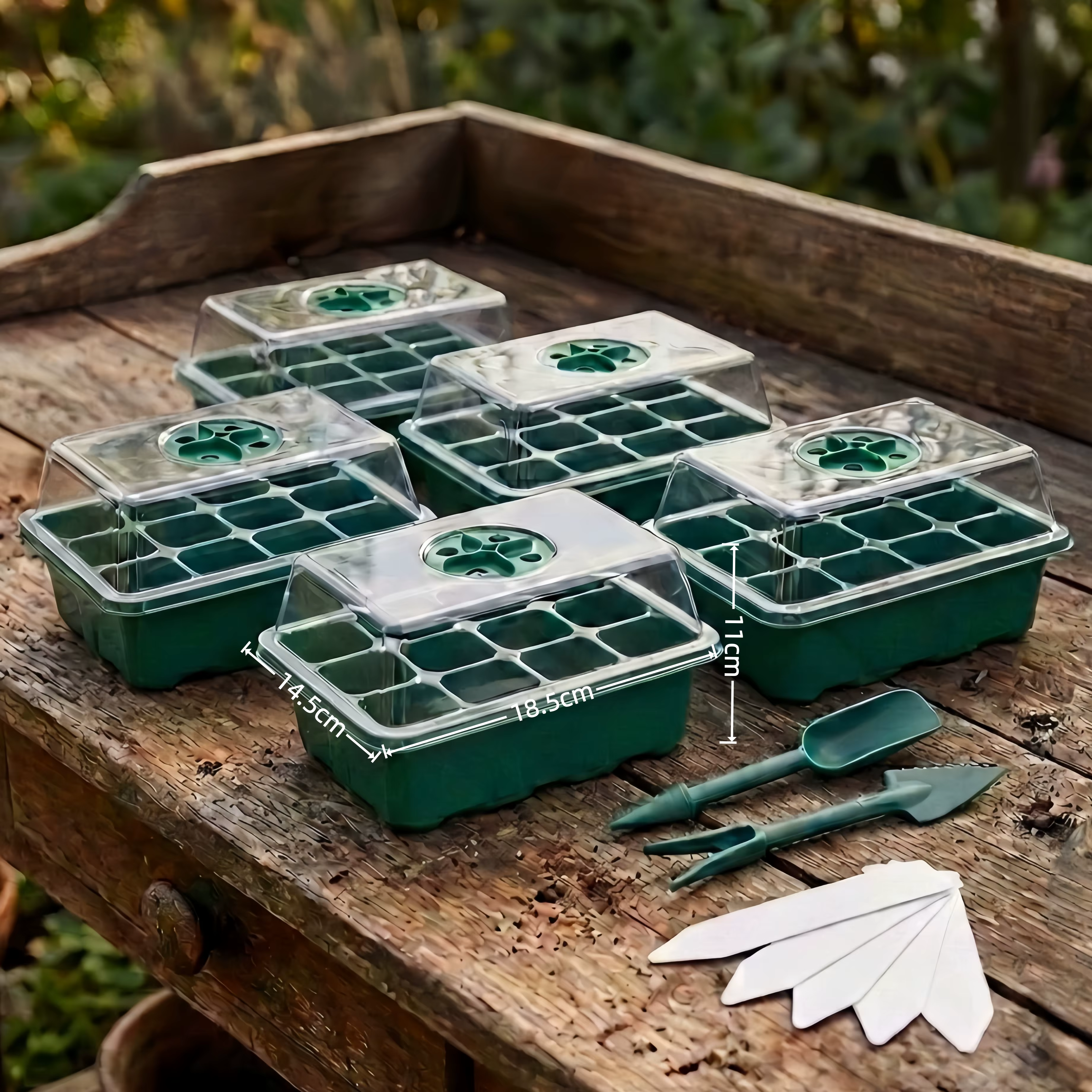 Plateau de semis 12/40 alvéoles avec dômes ventilés pour l'humidité et bases, pour la germination de