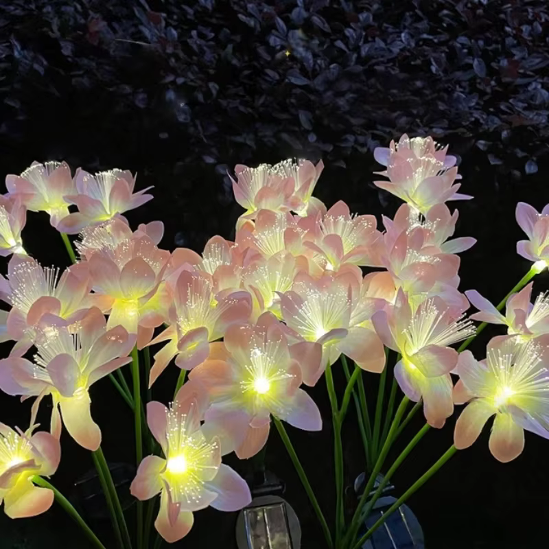 Lampe solaire à piquer en terre en forme de fleur de camélia, lampe d'ambiance extérieure étanche po