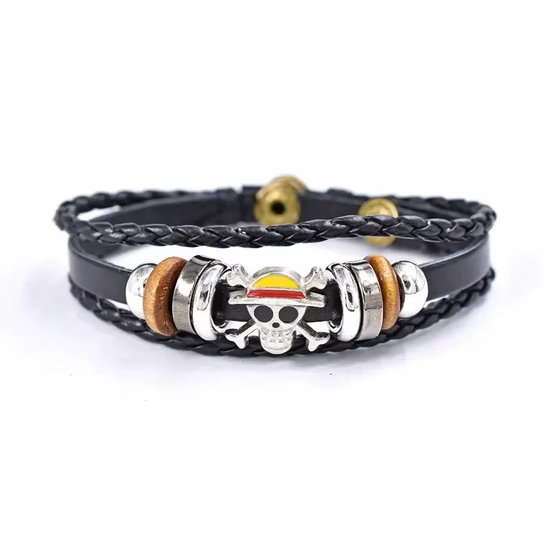 Bracelet une pièce en cuir, Anime Luffy, accessoires de Cosplay, chapeau de paille, bijoux de Pirate