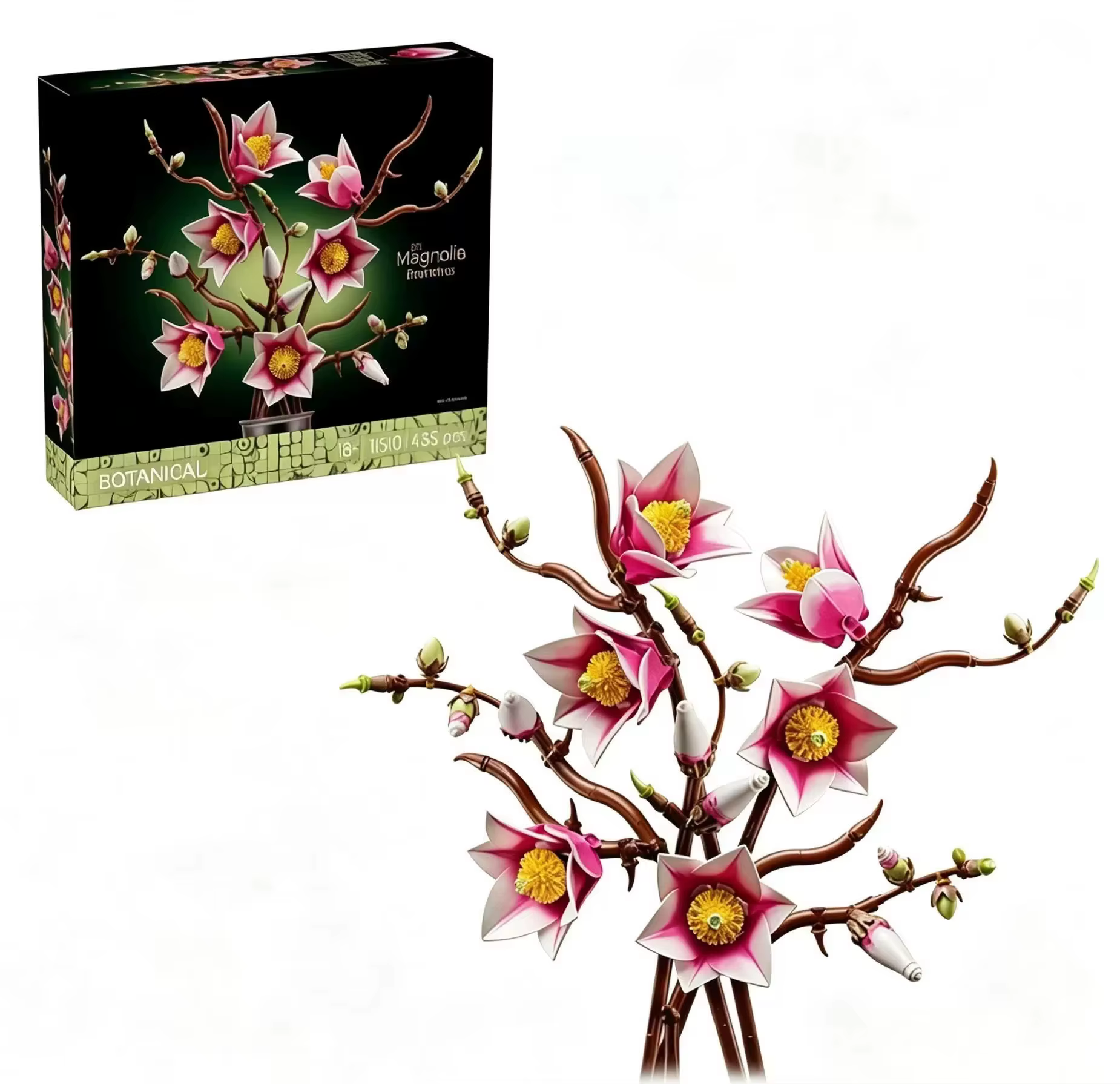 Fleurs artificielles 3D, rose, orchidée, plante en pot, ensemble de blocs de construction DIY, bouqu