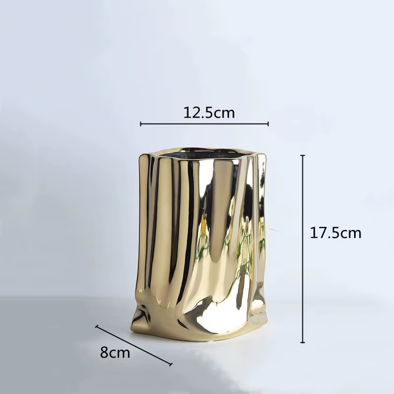 Vase à fleurs en céramique à volants en argent, Arrangement de fleurs en porcelaine, décoration en f