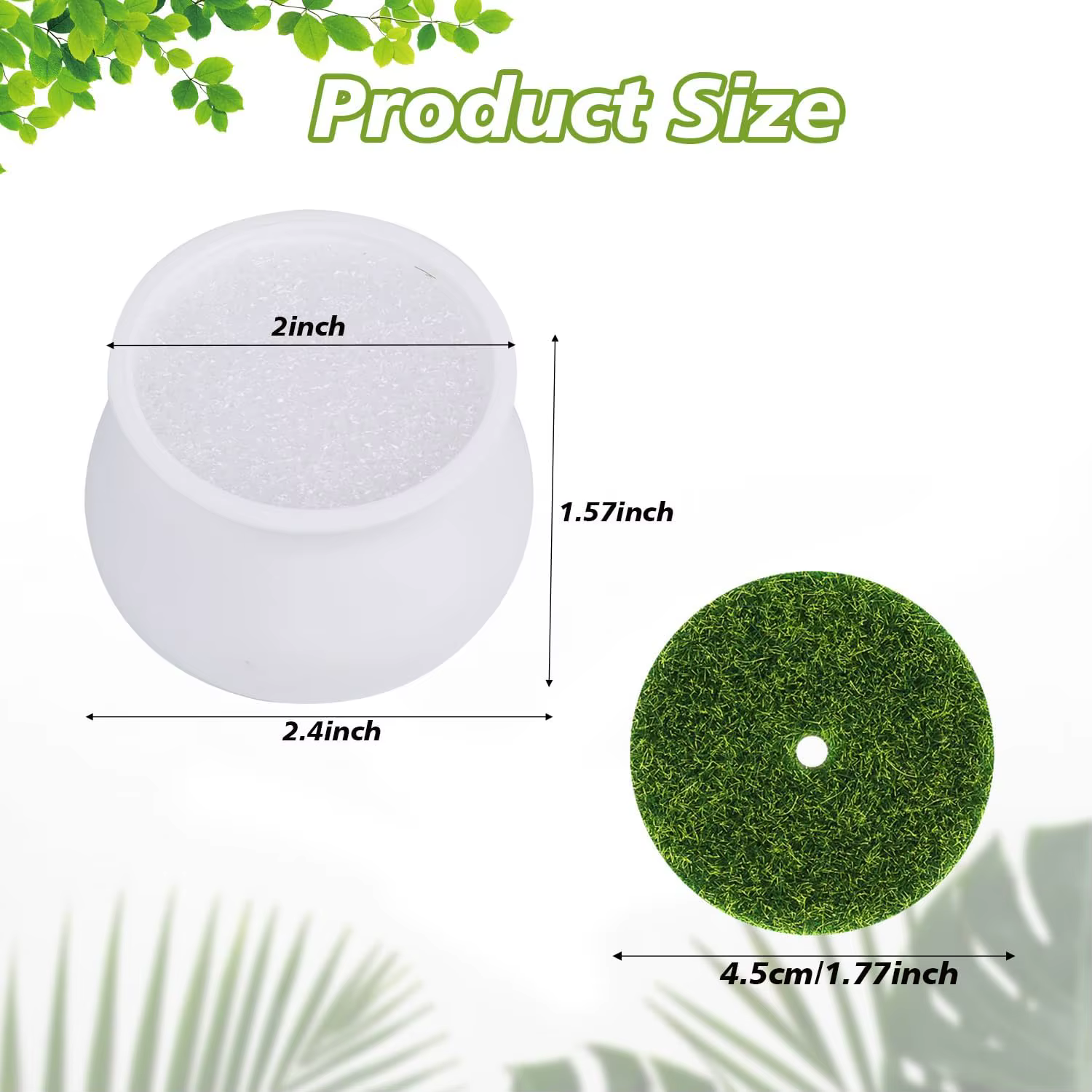 Lot de 12 petits pots blancs de 2 pouces en plastique avec mousse et gazon artificiel pour fleurs au