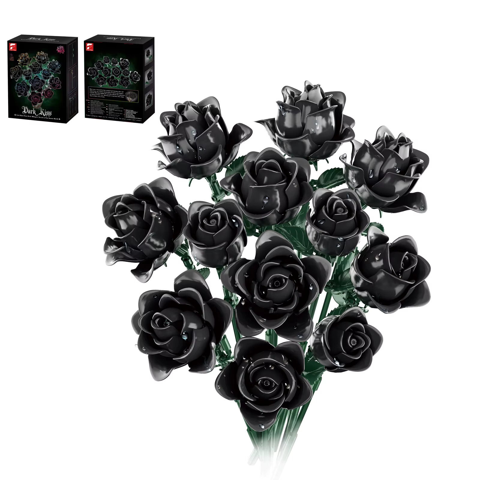 Blocs de construction de roses bleues/jaunes/roses/noires, Bouquet de plantes, fleurs de Roses simul