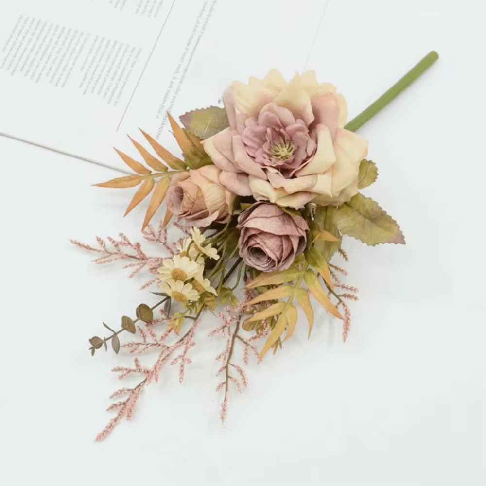 Bouquet de fleurs artificielles au toucher réel, fleurs d'automne réalistes, arrangement de fleurs e