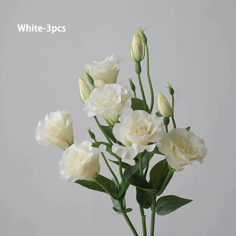 Fleurs de lisianthus artificielles, 3 pièces, roses élégantes, fausses fleurs en soie, décoration fl