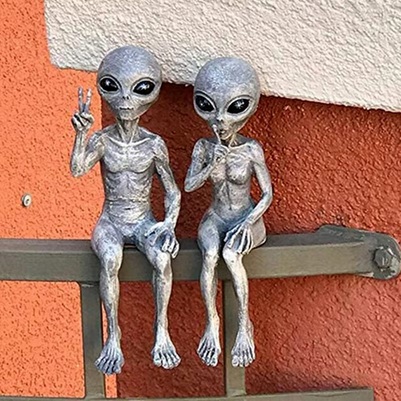 Statue de jardin en résine, ornements extraterrestres pour espace extérieur, décoration de maison, c