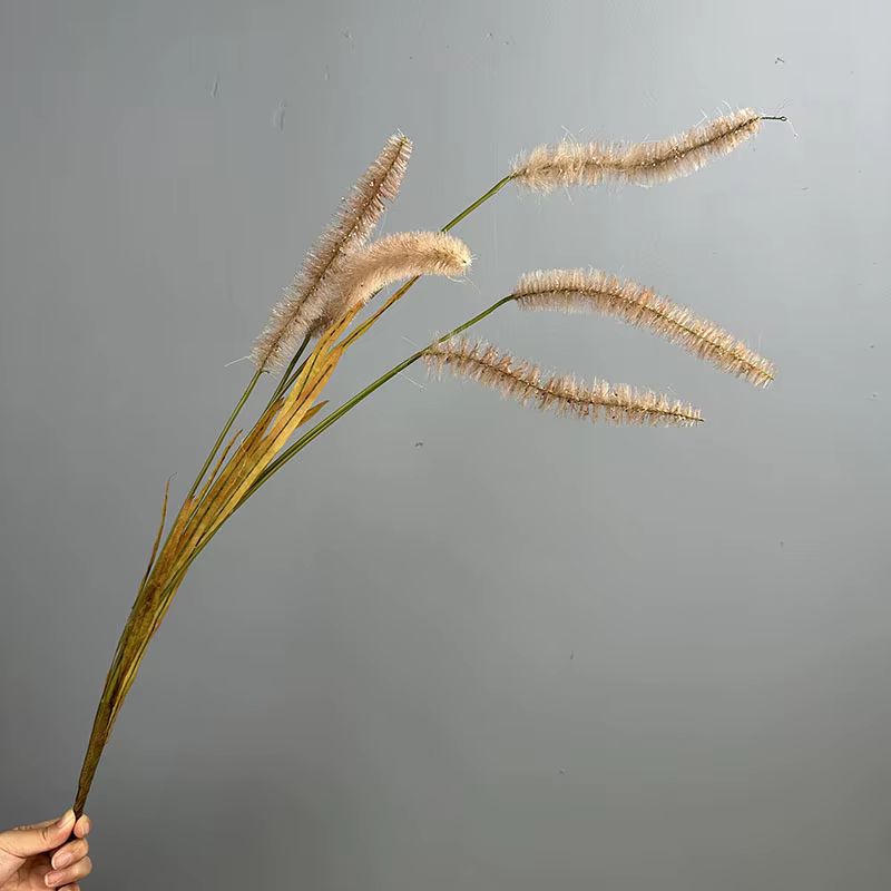 Lot de 4 plantes artificielles en plastique, herbe de la queue de renard verte, pour décoration flor