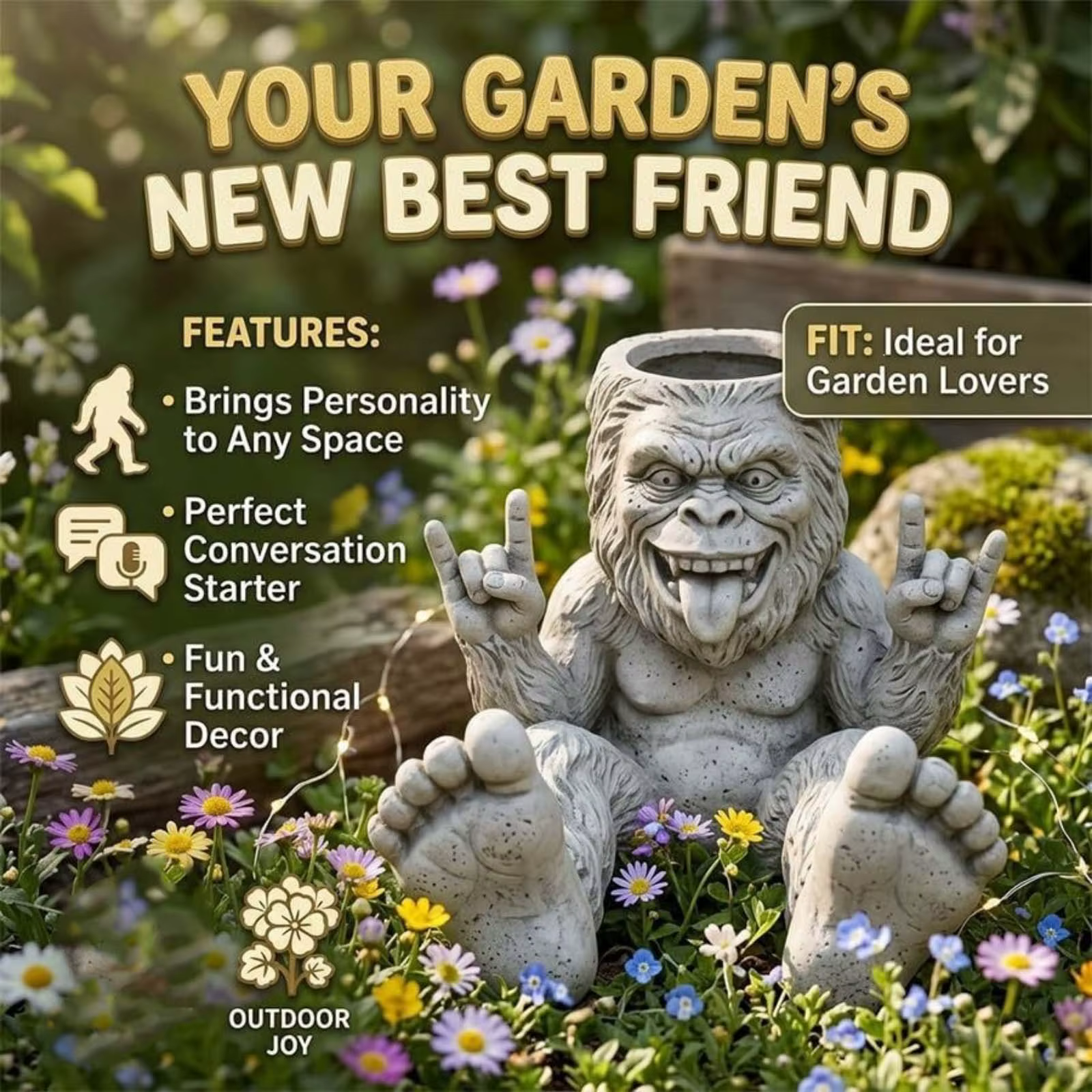 Pot de fleurs en résine en forme de gorille, statue de jardin amusante, pot pour plantes succulentes