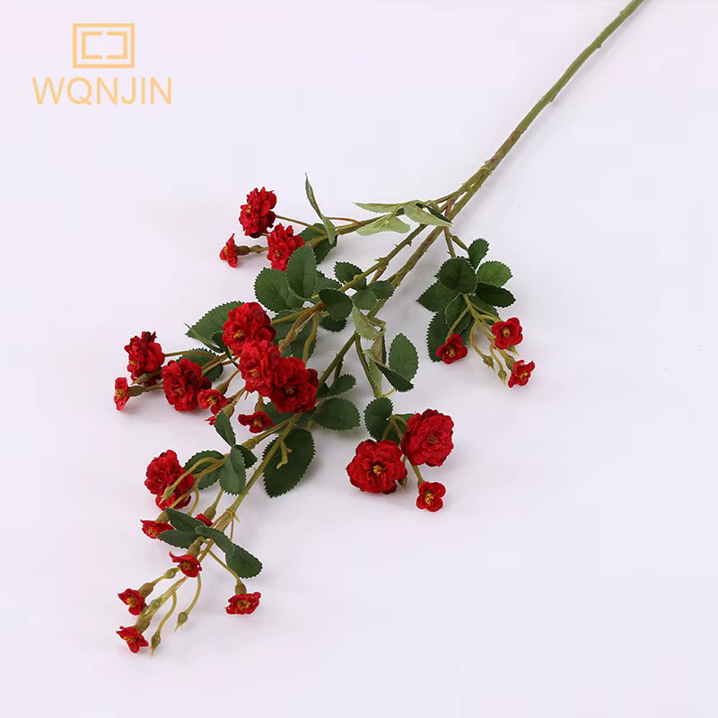 WQNJIN 75 cm bleu haute qualité européenne Mini Roses longue branche fleurs en soie artificielle mai