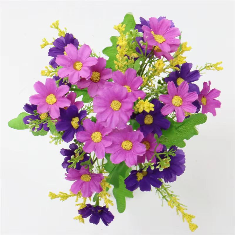 Fleur artificielle Daisy, 7 branches, 28 têtes, Bouquet en soie, décoration de table pour la maison,