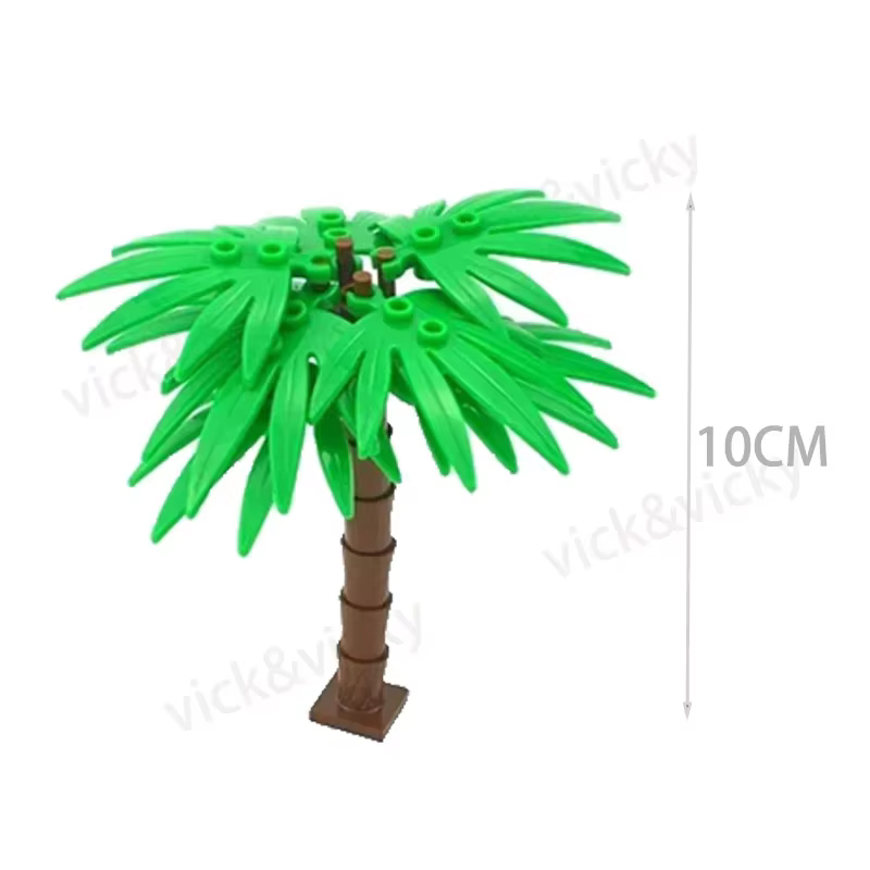 MOC – palmier assemblé créatif, plante tropicale, scène de plage, ornement, bananier, blocs de const
