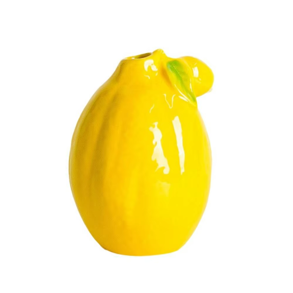 Vase en céramique citron grenade, porte-fleurs hydroponiques créatif et mignon, Pot de fleur simulé 