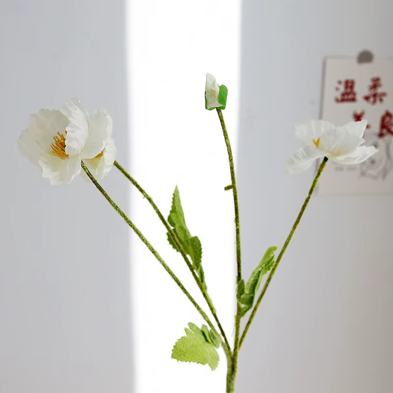 Fleur de coquelicot de maïs en soie 60cm, 4 têtes, fausse plante artificielle pour décoration de mar