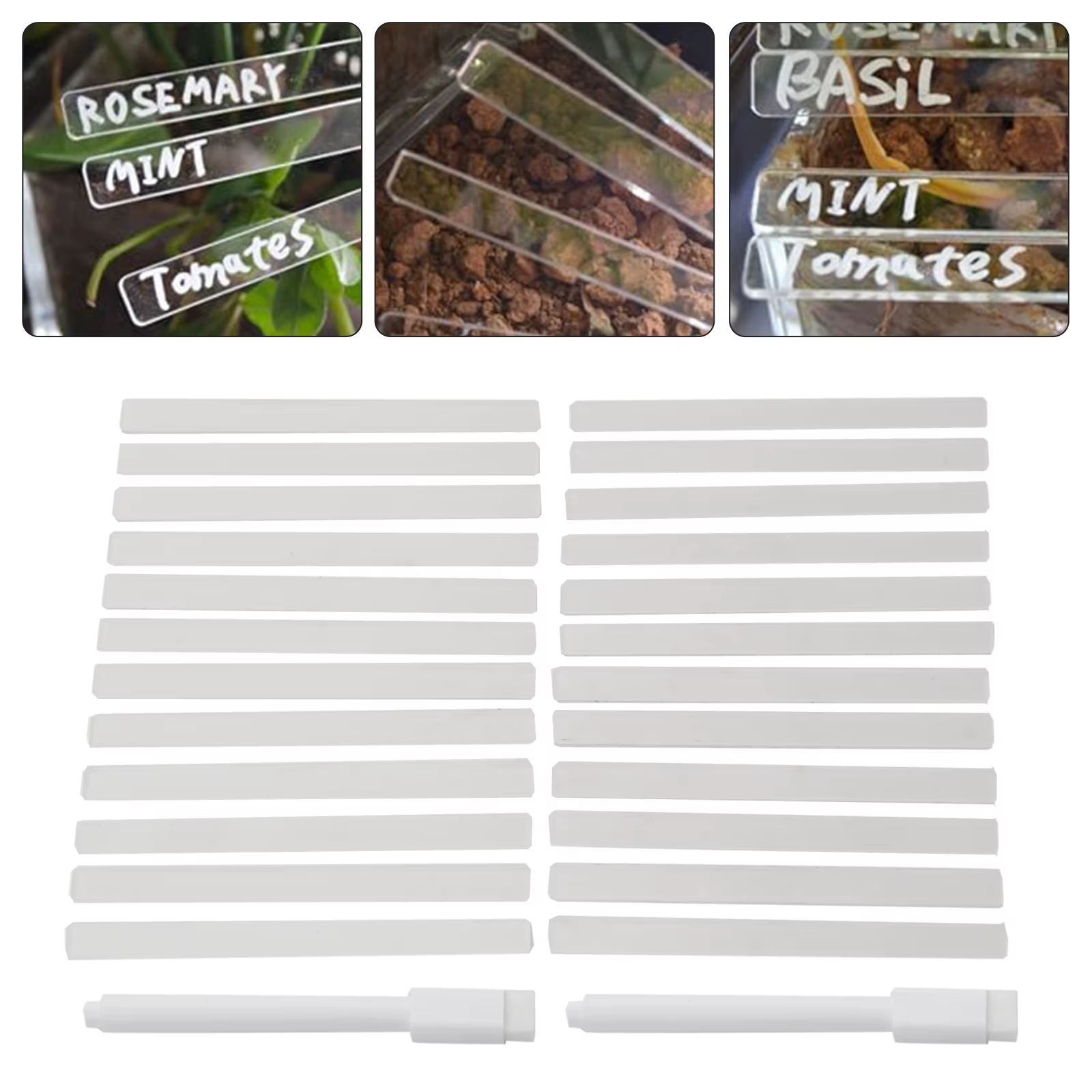 Étiquettes de plantes en acrylique avec stylo, marqueurs de plantes vierges transparentes pour pots 