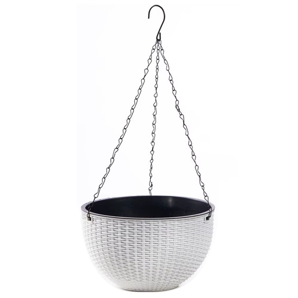 Pot suspendu en plastique imitation rotin, style européen, auto-absorbant, empilable avec chaîne