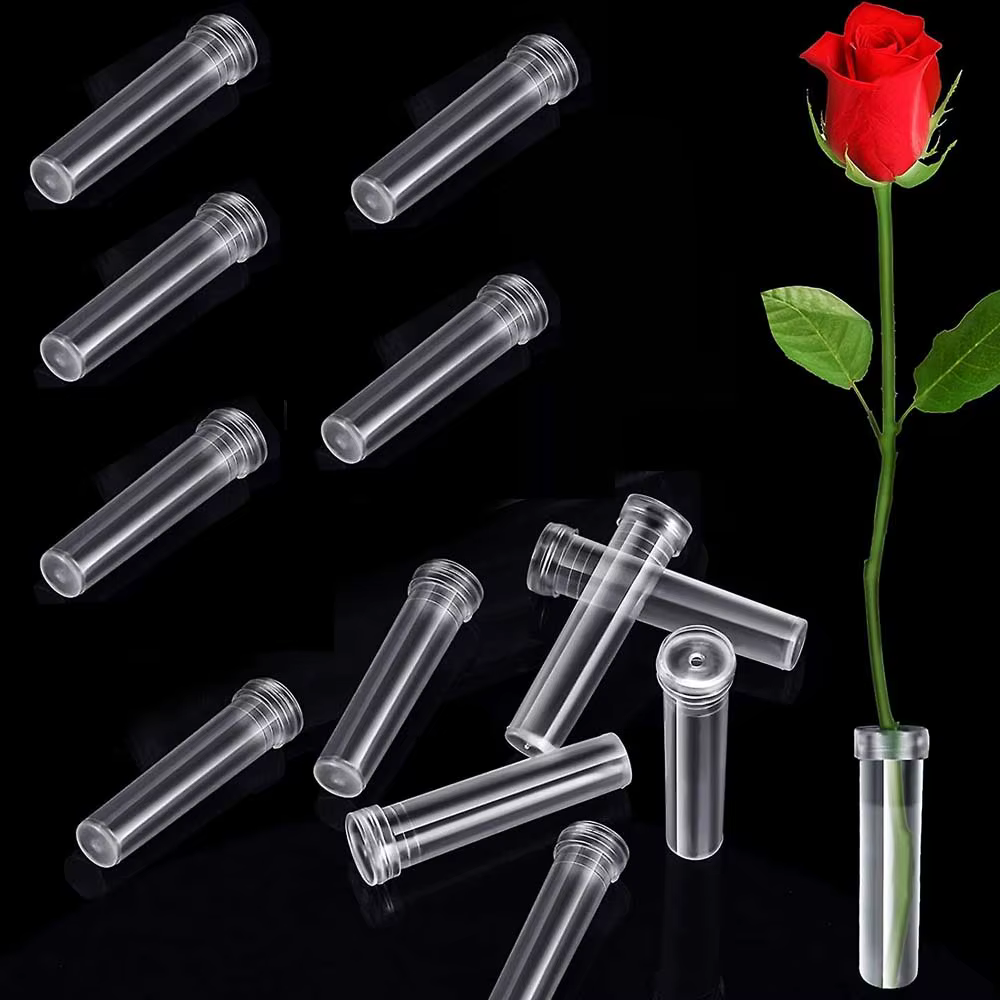 Tubes d'eau de fleurs en plastique de 2.8 pouces, 20 pièces, flacons floraux avec bouchons pour déco
