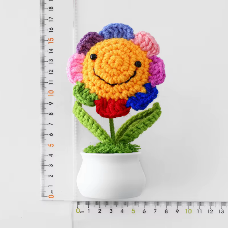 Mini bouquet de fleurs en tricot tissé à la main, créatif, cadeau de buste de mariage, décor à la ma
